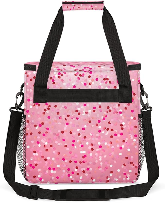 Glitter Coffee Maker Carrying Bag Dark Pink Portable Travel Storage Tote Bag Compatible with K-Mini or K-Mini Plus Single Serve Coffee Brewer Carrying Case with Multiple Pockets &amp Shoulder Strap