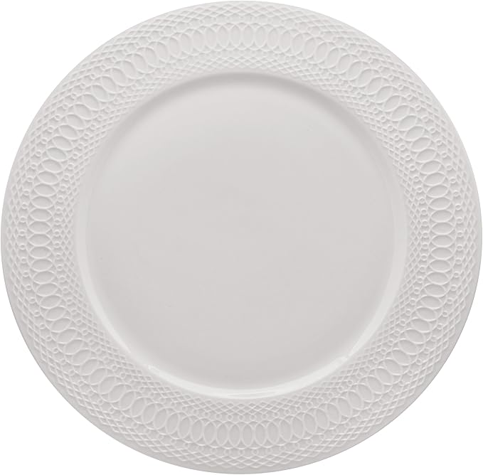 Mikasa Levi 40 Piece Bone China Dinnerware Set Embossed Plates Bowls Chip-Resistant Lightweight Elegant and Durable Service for 8 White