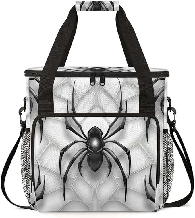Cartoon Halloween Spiders Coffee Maker Carrying Bag Travel Storage Bag Compatible with K-Mini or K-Mini Plus Single Serve Coffee Brewer Carrying Case with Multiple Pockets &amp Shoulder Strap