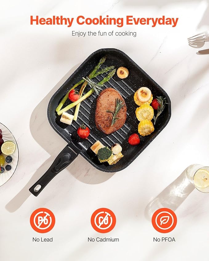 17 Piece Pots and Pans Set Granite Nonstick Kitchen Cookware Induction Black