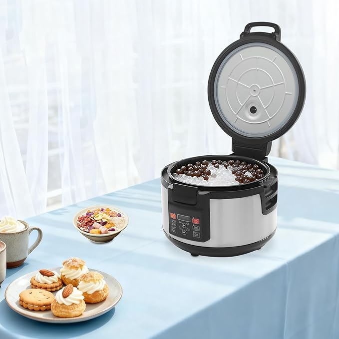 16L Commercial Pearl Cooker 110V US Plug - 2200W Automatic Boba Cooker with 24H Keep Warm Non-Stick Triple-Layer Inner Pot for Bubble Tea Sago (16 L)