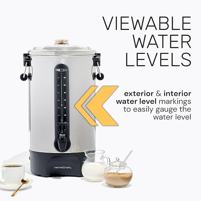 Homecraft 100-Cup Coffee Urn and Hot Beverage Dispenser with Dripless Faucet Quick-Brewing Stainless Steel
