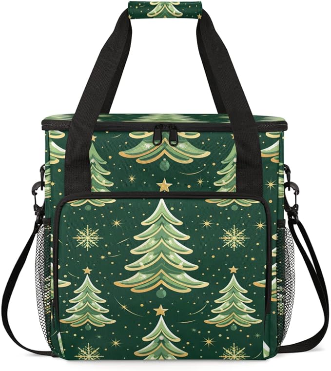 Xmas Tree Christmas Coffee Maker Carrying Bag Portable Travel Storage Tote Bag Compatible with K-Mini or K-Mini Plus Single Serve Coffee Brewer Carrying Case with Multiple Pockets &amp Shoulder Str