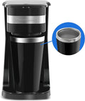 Elite Gourmet EHC111A Personal Single-Serve Compact Coffee Maker Brewer Includes 14Oz. Stainless Steel Interior Thermal Travel Mug Compatible with Coffee Grounds Reusable Filter Black