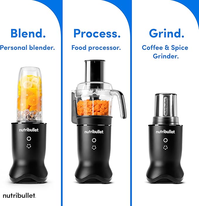 nutribullet® Ultra Plus+ 3-1 Compact Kitchen System 1200W Kitchen System with Blender Food Processor and Coffee and Spice Grinder 32oz and 24oz Blending Cups 2-Cup Food Processor Satin Black