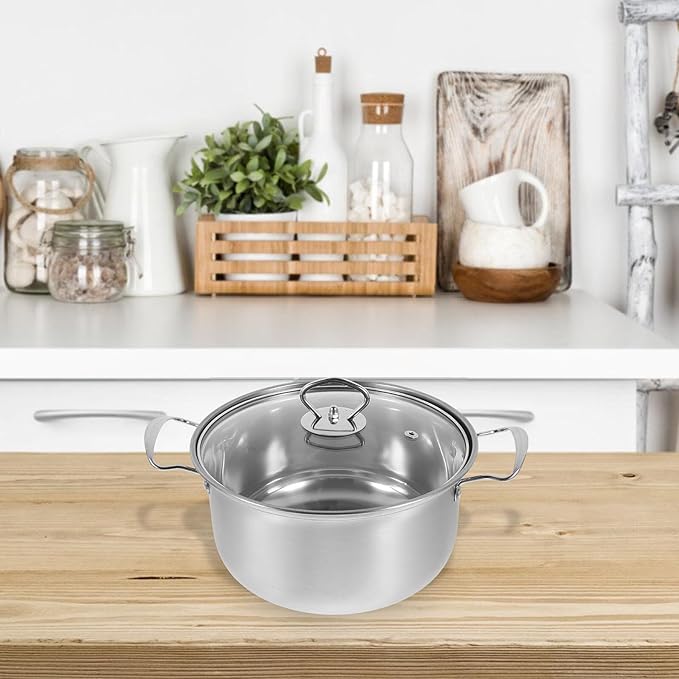 Stainless Steel Cookware Set Saucepan Frying Pan Milk Pot with Thick Bottom for Quick Heating Smooth Interior Easy-clean Kitchen Pots and Pans