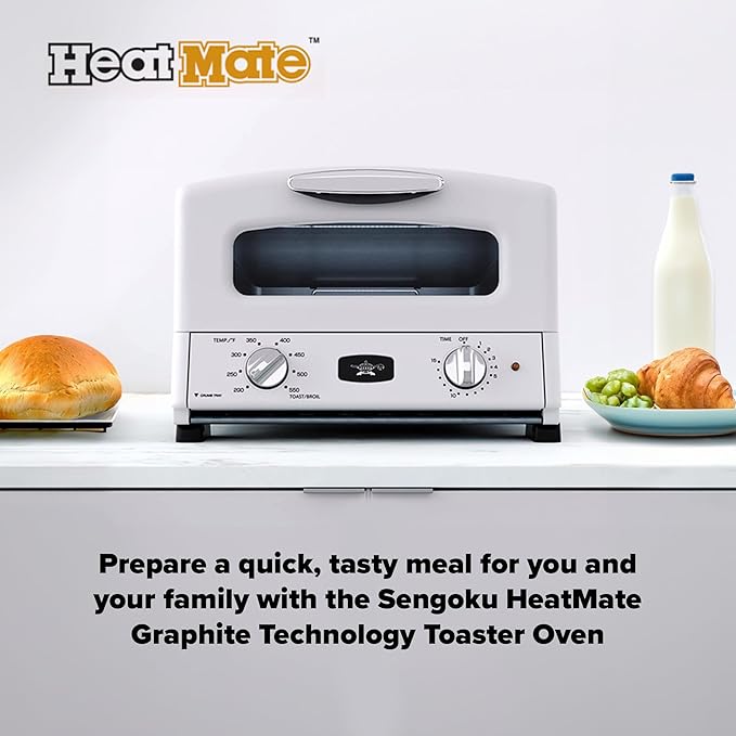 Countertop Toaster Oven Compact Kitchen Appliance with Graphite Heating Technology Eggshell White