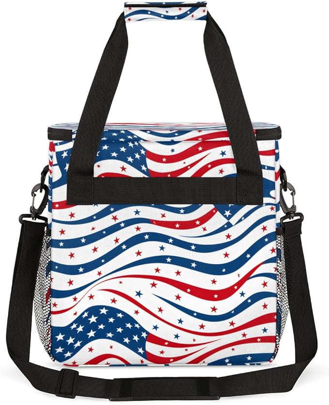 4th of JulyFlag Coffee Maker Carrying Bag Portable Travel Storage Tote Bag Compatible with K-Mini or K-Mini Plus Single Serve Coffee Brewer Carrying Case with Multiple Pockets &amp Shoulder Strap