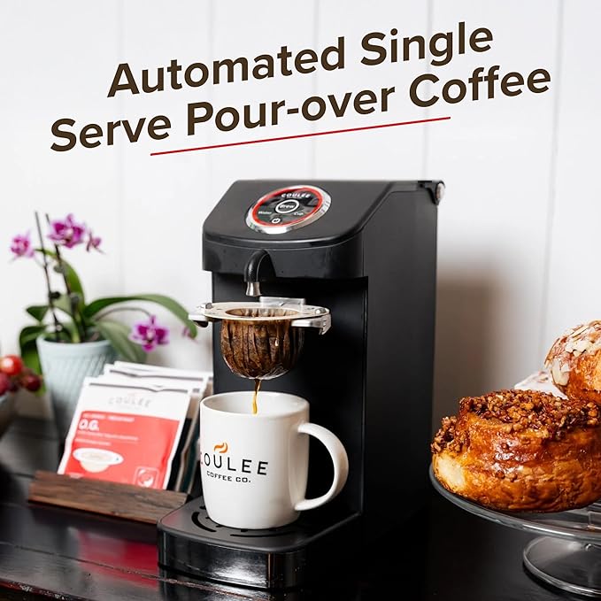SWIRL Single Serve Pour Over Coffee Maker Electric Kitchen Appliances Plastic Free Brewing Use with Cups or Mugs Automated Pour Over Black