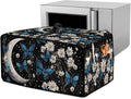 Buttefly Print Toaster Oven Cover for Kitchen Counter Decorative Daisy Moon Print Smart Microwave Oven Protector Dustproof Stain Resistant Bread Maker Cover Black