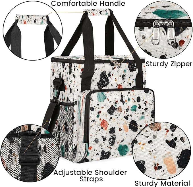 Marble Pattern Design Coffee Maker Carrying Bag Compatible with K-Mini or K-Mini Plus Portable Single Cup Coffee Maker Case with Pockets for K Cup Pods