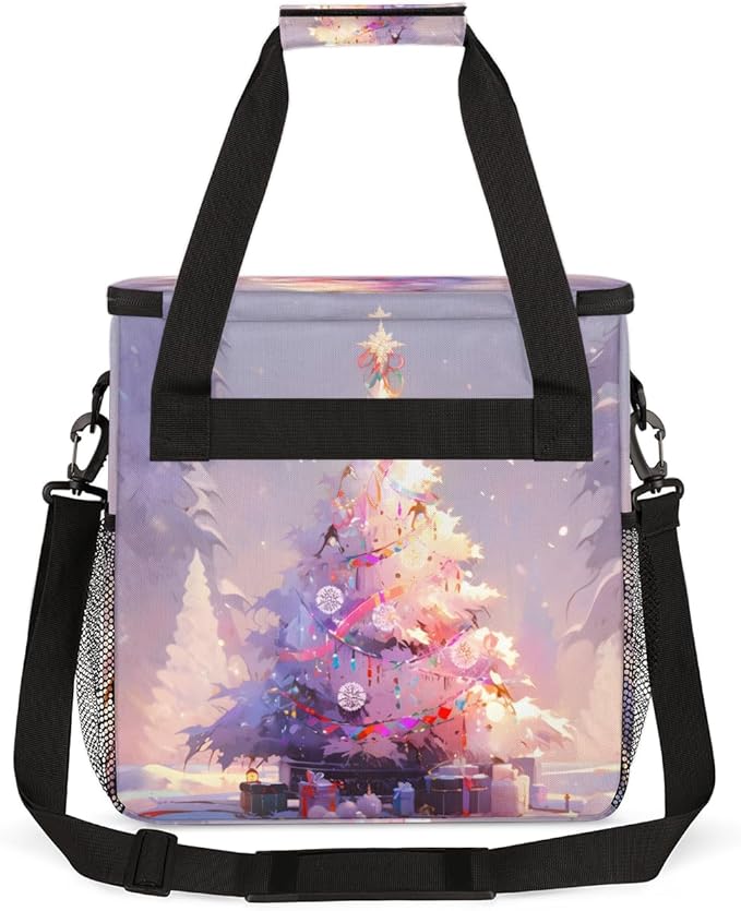 Christmas Tree Coffee Maker Carrying Bag Oil Painting Tree Travel Storage Bag Compatible with K-Mini or K-Mini Plus Single Serve Coffee Brewer Carrying Case with Multiple Pockets &amp Shoulder Stra