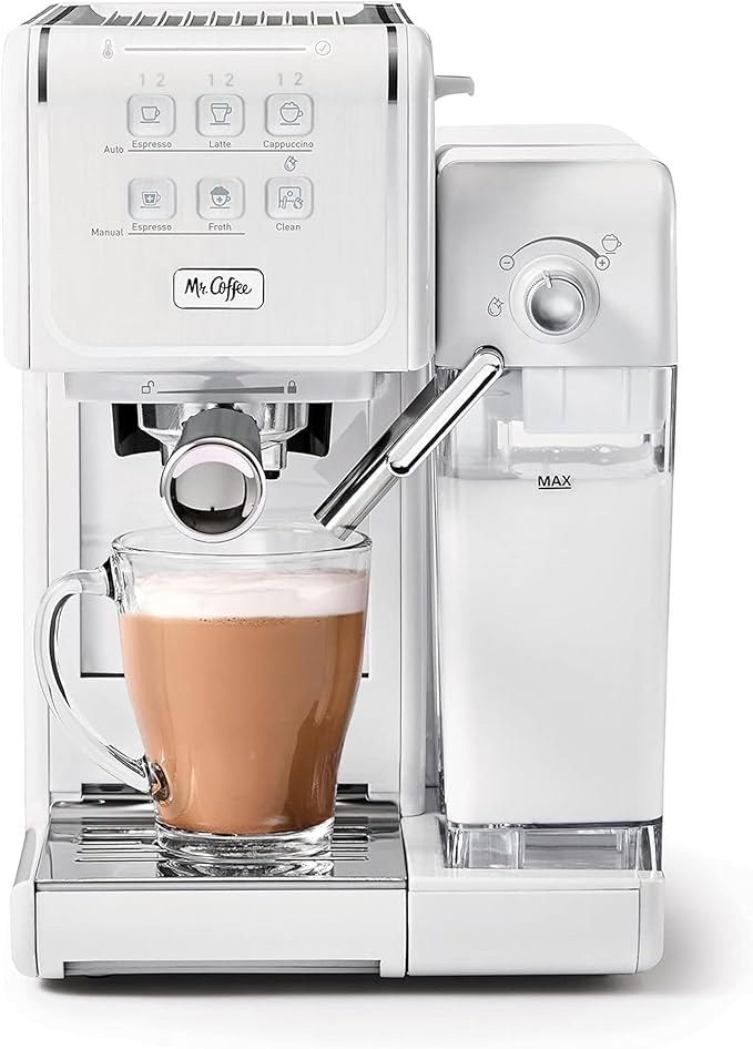 Mr. Coffee One-Touch CoffeeHouse - Espresso Cappuccino and Latte Maker with Easy Serving Espresso (ESE) Pod compatibility - White