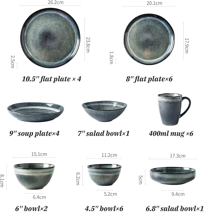 Dinnerware Set Dinnerware Sets Retro Kiln Changing Glaze 30 Pieces Ceramics Dinner Combination Set For Restaurant