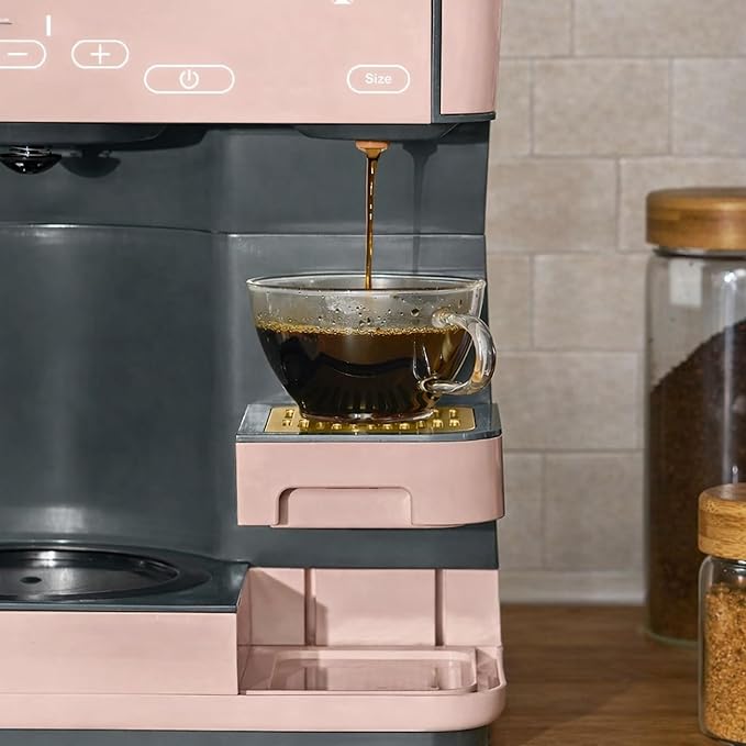Multi Brew Coffee Maker with Single Serve and Carafe Brewing Options for Countertop Home Use (Rose)