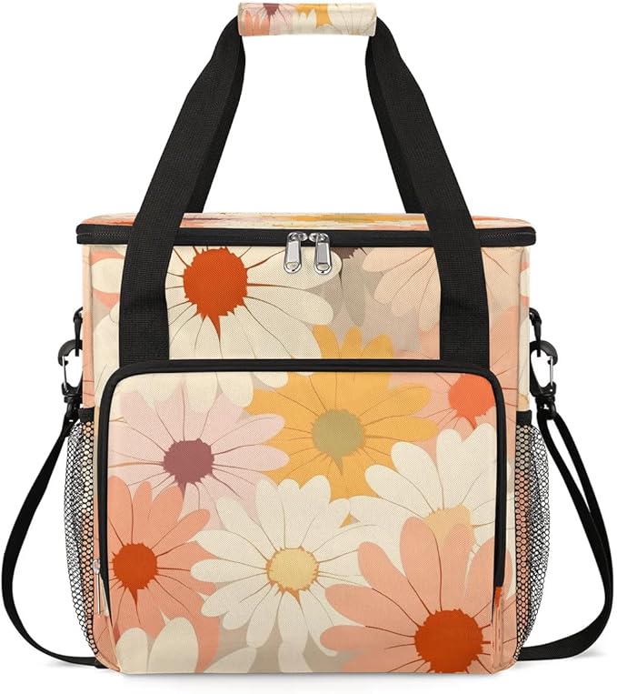 Daisy Flower Abstract Coffee Maker Travel Bag for K-Mini or K-Mini Plus Single Serve Coffee Brewer Portable Storage Tote Case for Tarvel