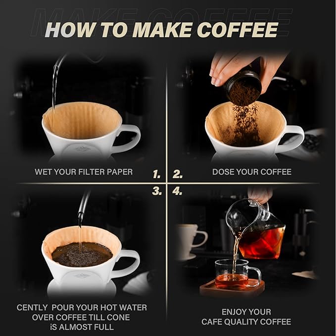Pour Coffee Dripper Set Manual Drip Coffee-Maker Glass Carafe White Coffee Dripper Coffee Filters 9917-C001-064