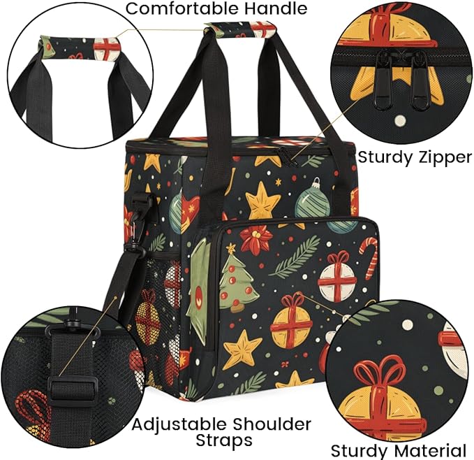 Christmas Festivals Coffee Maker Carrying Bag Gothic Tree Travel Storage Bag Compatible with K-Mini or K-Mini Plus Single Serve Coffee Brewer Carrying Case with Multiple Pockets &amp Shoulder Strap