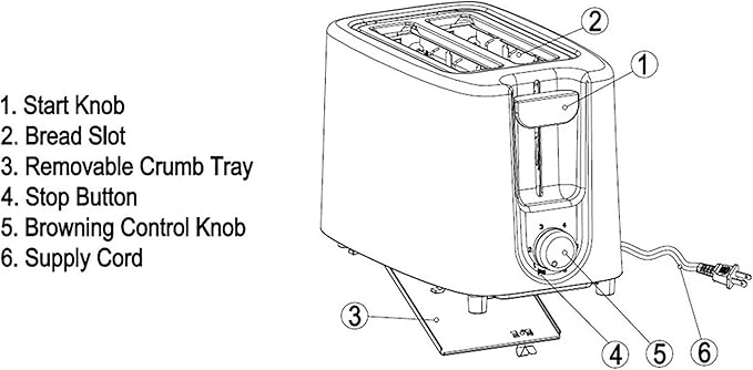 Continental Electric CE-TT011 Electric Toaster 2 Slice White