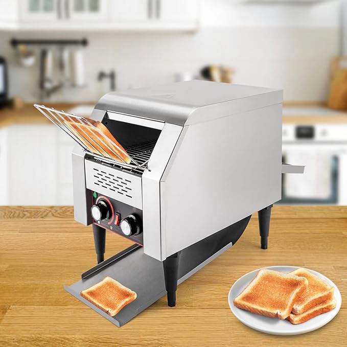 Commercial Conveyor ToasterStainless Steel Heavy Duty Industrial Bread Toaster 110V Countertop Electric Restaurant Equipment for CafesBuffets (150PCS/Hour)