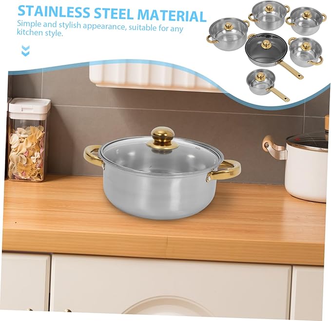 Uonlytech Stainless Steel Cookware Set with Detachable Handles Induction Compatible Pots and Pans for Home and Restaurant Cooking Even Heat Distribution Saucepan Stock Pot and Nonstick