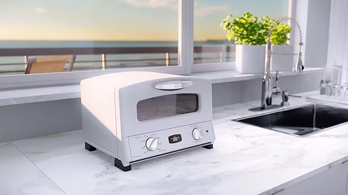 Countertop Toaster Oven Compact Kitchen Appliance with Graphite Heating Technology Eggshell White