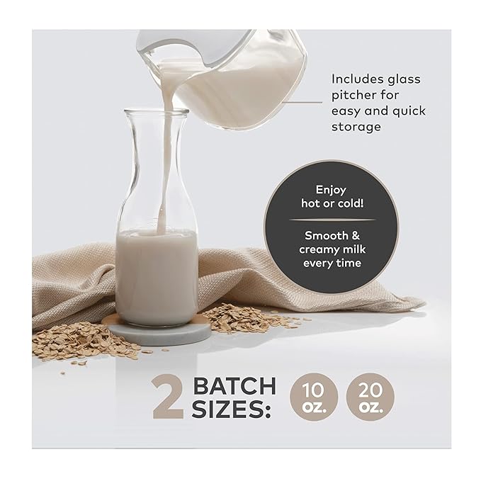 ChefWave Milkmade Soy Milk Maker – 6-in-1 Plant-Based Milk Machine for Almond Oat Soy Cashew Coconut &amp Macadamia – No Soaking Auto-Clean Delay Start Glass Pitcher – White