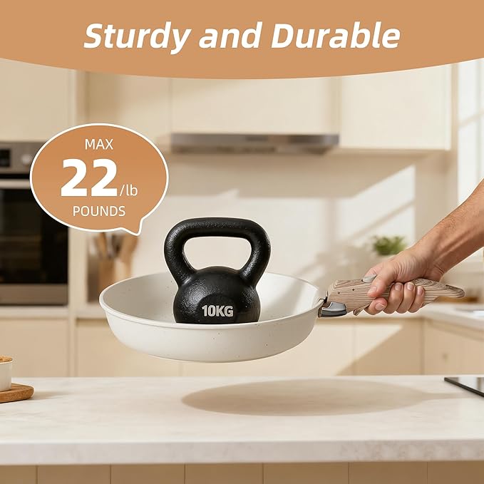 Removable Handle Pots and Pans Handles Replacement Detachable Wood-Like Handles for Cookware Compatible with Thin Edge Cookware