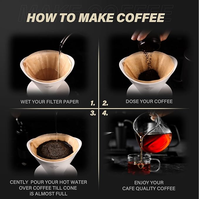 Pour Over Coffee Maker Set White Ceramic Coffee Dripper with 650ml Coffee Glass Server V60 Paper filter for Cafe Home Restaurant 6291-12102-03A