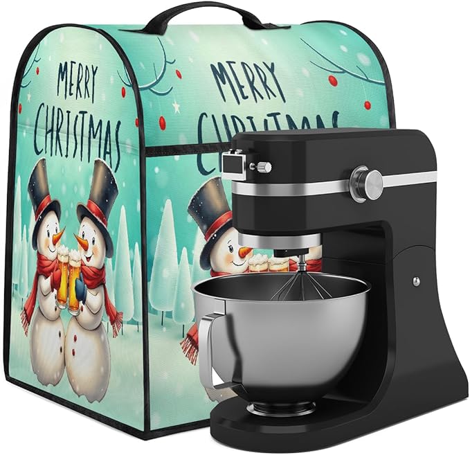 cfpolar Kitchen Aid Mixer Cover Compatible with 6-8 Quarts Xmas Snowman Christmas Stand Mixer Cover Kitchen Aid Mixers Accessories Appliance Organizer Bag Dust Covers with Zipper Pocket