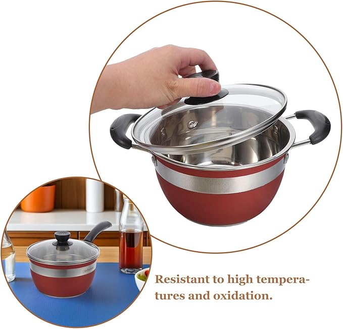 PRETYZOOM 12pcs Stainless Steel Cookware Set with Glass Lids - Induction Kitchen Pots And Pans - Including Fry Pans Saucepans Dutch Oven - Kitchen Essential Cooking Kit