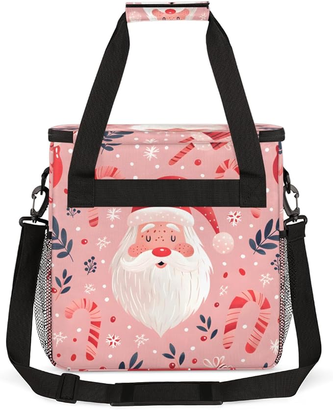 Abstract Santa Claus Coffee Maker Carrying Bag Retro Santa Claus Travel Storage Bag Compatible with K-Mini or K-Mini Plus Single Serve Coffee Brewer Carrying Case with Pockets &amp Shoulder Strap