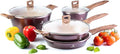 Waxonware 7pc Kitchen Pots and Pans Set Non stick German Coated Kitchen Cookware Set Premium - Dishwasher Safe and 100% PFOA and PTFE Free - Induction Cooking Non Stick Pots and Pan Set - Marbellous