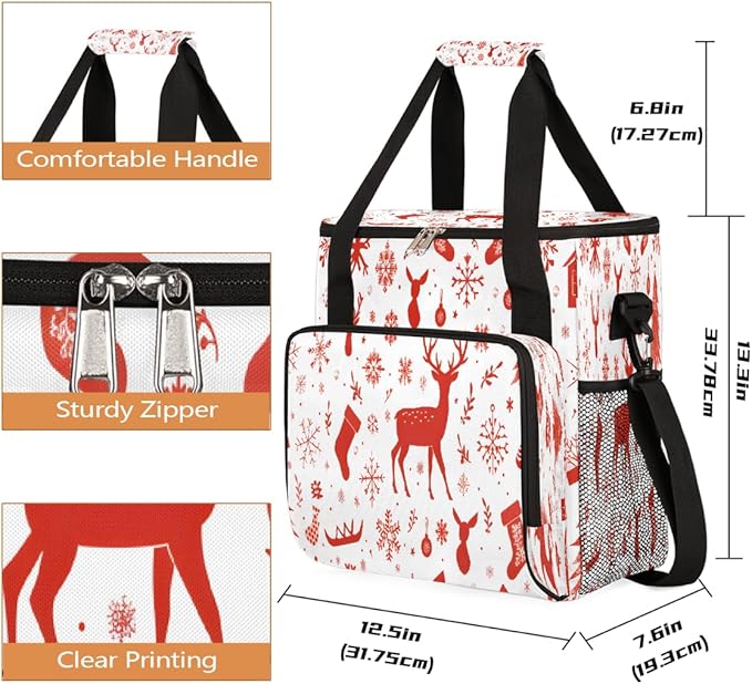 Christmas (739) Coffee Maker Carring Bag Travel Carrying Storage Tote Bag Compatible with Keurig K-Mini or K-Mini Plus Portable Single Serve Coffee Brewer Case with Pockets for K-cup Pods