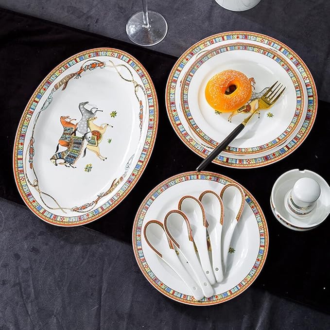 56 Pieces Porcelain Dinnerware Set for 10 People Modern Simplicityplate and Bowl Sets