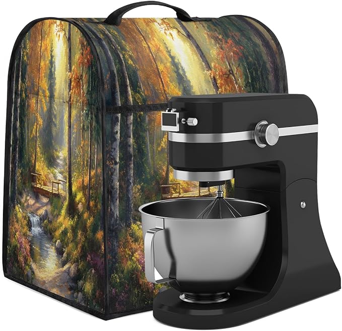cfpolar Kitchen Aid Mixer Cover Compatible with 6-8 Quarts Forest Maple Stream Stand Mixer Cover Kitchen Aid Mixers Accessories Appliance Organizer Bag Dust Covers with Zipper Pocket
