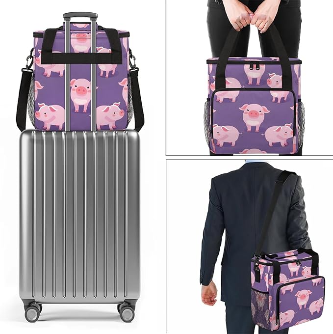 Pig Travel Coffee Maker Carrying Bag Large Organizer Storage Tote Bag Insulated Reusable Cooler Grocery Bags