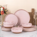 AmorArc Ceramic Dinnerware Sets for 4 12 Pieces Handpainted Plates and Bowls Set with Rustic Terracotta Underside Scratch Resistant Stoneware Dishes Set Dishwasher &amp Microwave Safe