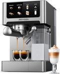 AIRMSEN 20 Bar Espresso Machine with Automatic Milk Frother Cappuccino &amp Latte Coffee Maker with Quick Brew Dual Boiler (1350W + 1000W) Stainless Steel 60oz Water Tank Touchscreen