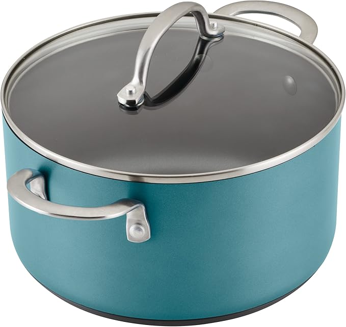 Anolon Achieve Hard Anodized Nonstick Cookware Pots and Pans Set 9 Piece - Teal