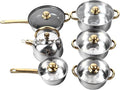 Stainless Steel Kitchen Pots Set 12pcs Pots and Pans Set Multiple Sizes Heat Suitable for All Cooktops Easy to Cookware for Home Cooking