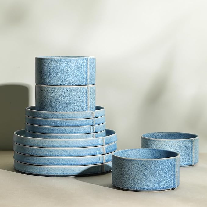 Stone Lain Bao 12-Piece Dinnerware Set Stoneware Blue