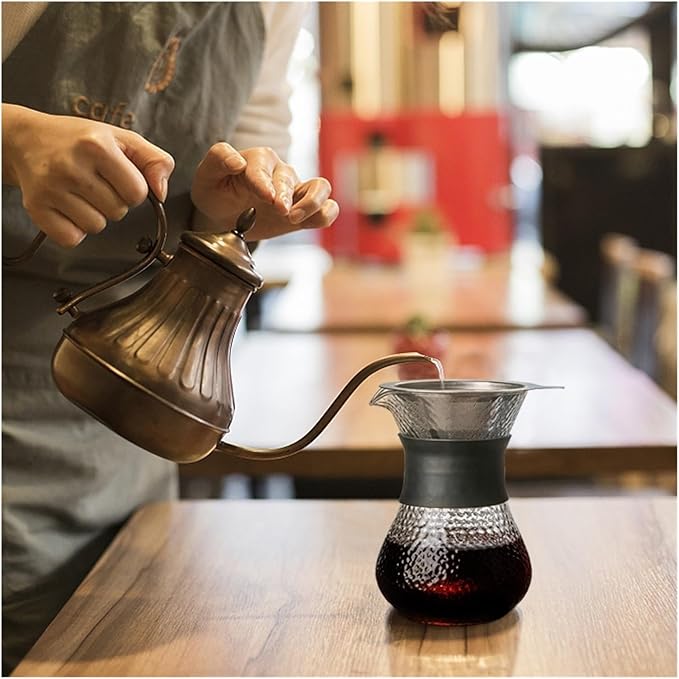 400ml Hand Drip Coffee Maker Manual Pour Over Coffee Dripper With Glass Pot Stainless Steel Coffee Maker For Home Office Camping