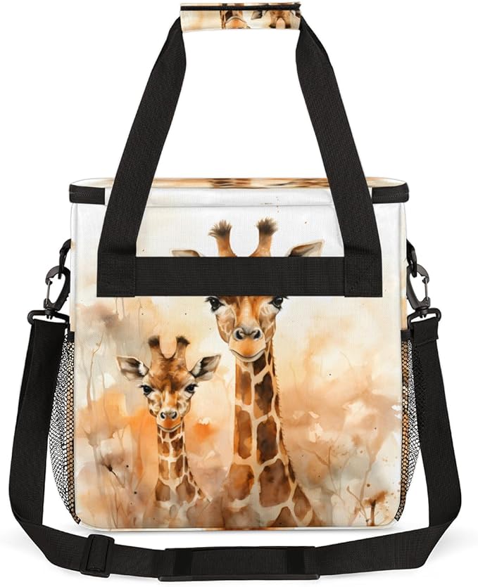Watercolor Giraffe Coffee Maker Carrying Bag Abstract Giraffe Travel Storage Bag Compatible with K-Mini or K-Mini Plus Single Serve Coffee Brewer Carrying Case with Multiple Pockets &amp Shoulder S