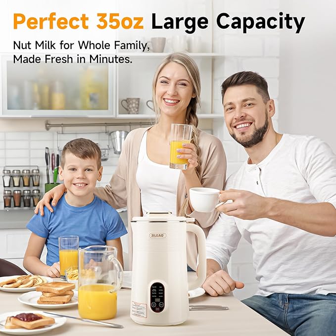 10 in 1 Almond Milk Maker &amp Nut Milk Maker Machine 35oz Automatic Soy Oat Coconut Milk Juice &amp Porridge Maker with 8 Blades Delay Start Keep Warm Boil Water Self-Cleaning Cream