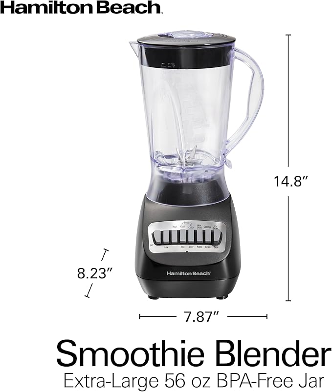 Hamilton Beach 56 Ounce 650W 10 Speed &amp Pulse Countertop Smoothie Blender Black