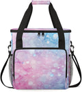Pink Blue Glitter Coffee Maker Carrying Bag Portable Travel Storage Tote Bag Compatible with K-Mini or K-Mini Plus Single Serve Coffee Brewer Carrying Case with Multiple Pockets &amp Shoulder Strap