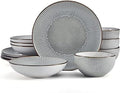 Pfaltzgraff Arlie Gray 12 Piece Dinnerware Set Service for 4 Gray
