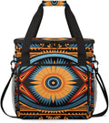 Retro Pattern Coffee Maker Carrying Bag Ethnic Eye Travel Storage Bag Compatible with K-Mini or K-Mini Plus Single Serve Coffee Brewer Carrying Case with Multiple Pockets &amp Shoulder Strap