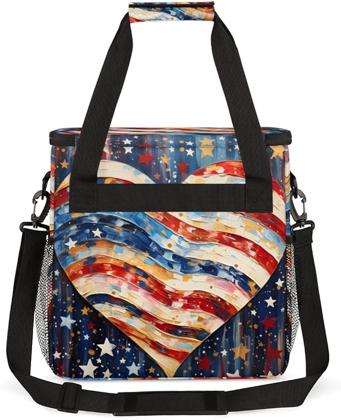 Passion &amp Patriotism 4th of July Coffee Maker Carrying Bag Travel Storage Bag Compatible with K-Mini or K-Mini Plus Single Serve Coffee Brewer Carrying Case with Multiple Pockets &amp Shoulder